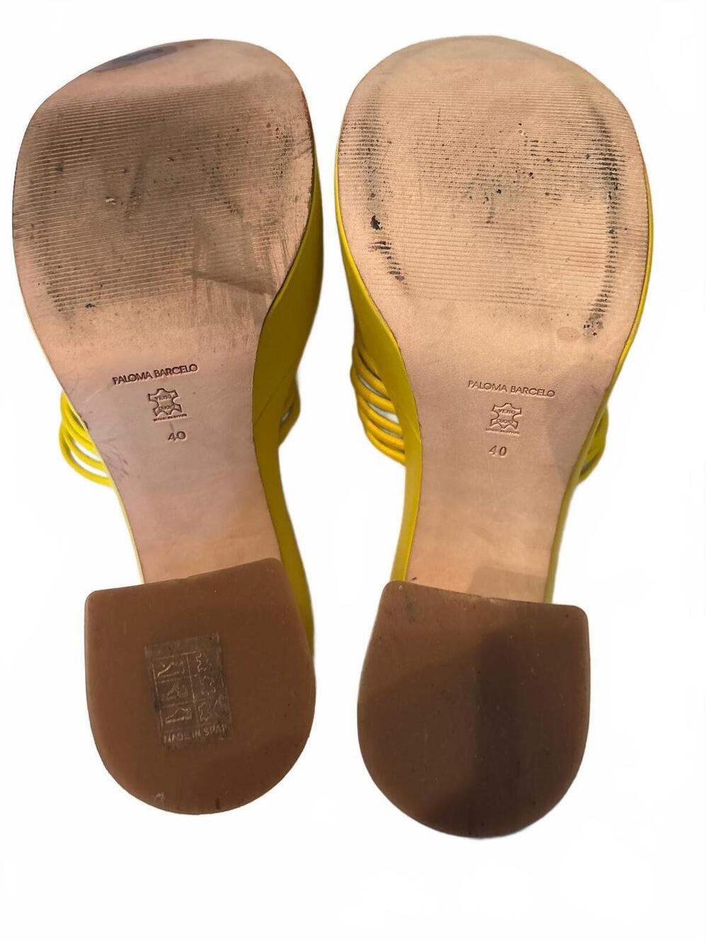 Paloma Barcelo made in Spain Yellow Woven Leather Heeled Sandals 40/9-9.5 - Picture 10 of 11